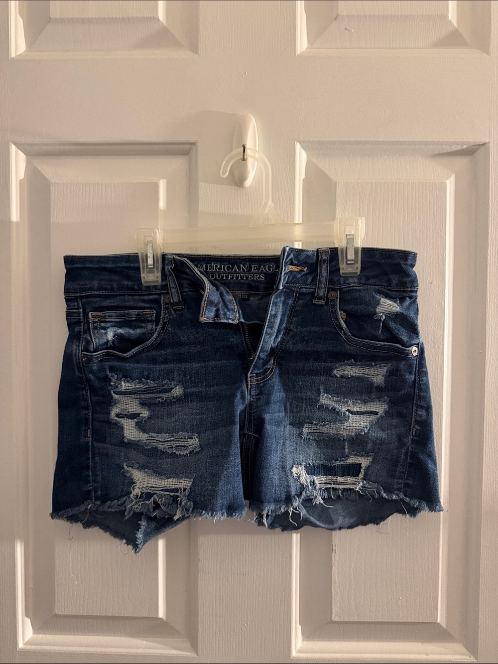 American Eagle Outfitters Navy Blue Distressed Denim Cutoff Shorts